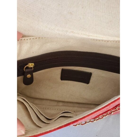 Antonio Melani Red Faux Croc Chain Crossbody Clutch - Picture 5 of 9